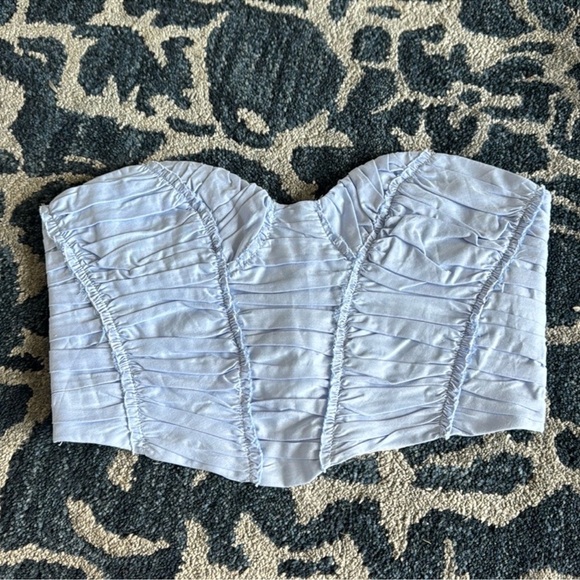 Zara Corset Strapless Top Sz M Crop Blue - Picture 1 of 6